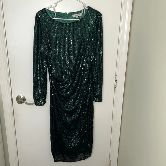 Nanette Lepore Dresses Nanette Lepore Emerald Green Sequin Long Sleeve Midi Dress Size Nwt Poshmark